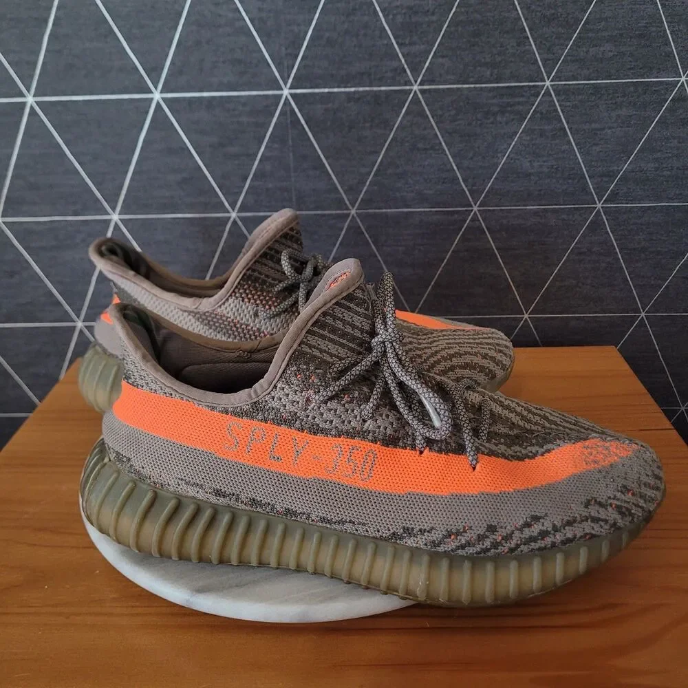 Adidas Yeezy Boost SPLY 350 V2 Carbon Beluga Reflective Orange Gray Sz 11.5